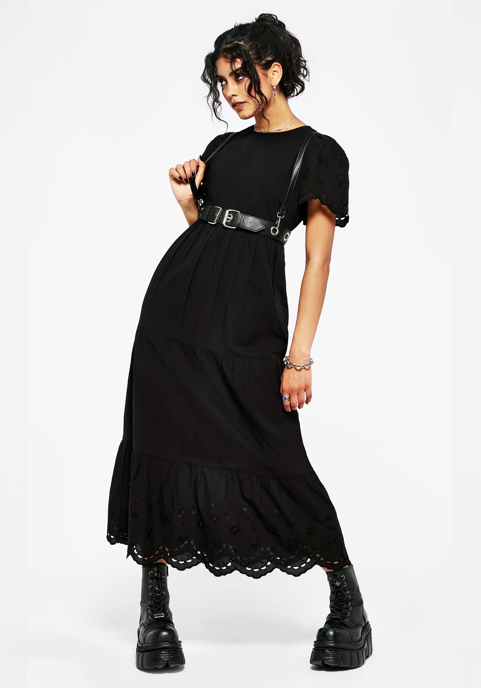 Synthweb Baumwolle Broderie Saum Midaxi Kleid