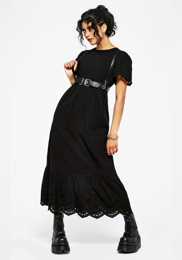 Synthweb Baumwolle Broderie Saum Midaxi Kleid