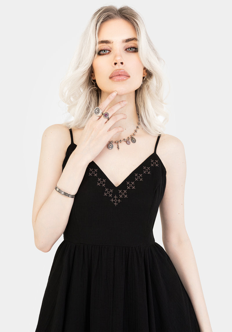 Damara Bestickt Baumwolle Hanky Saum Midaxi Kleid