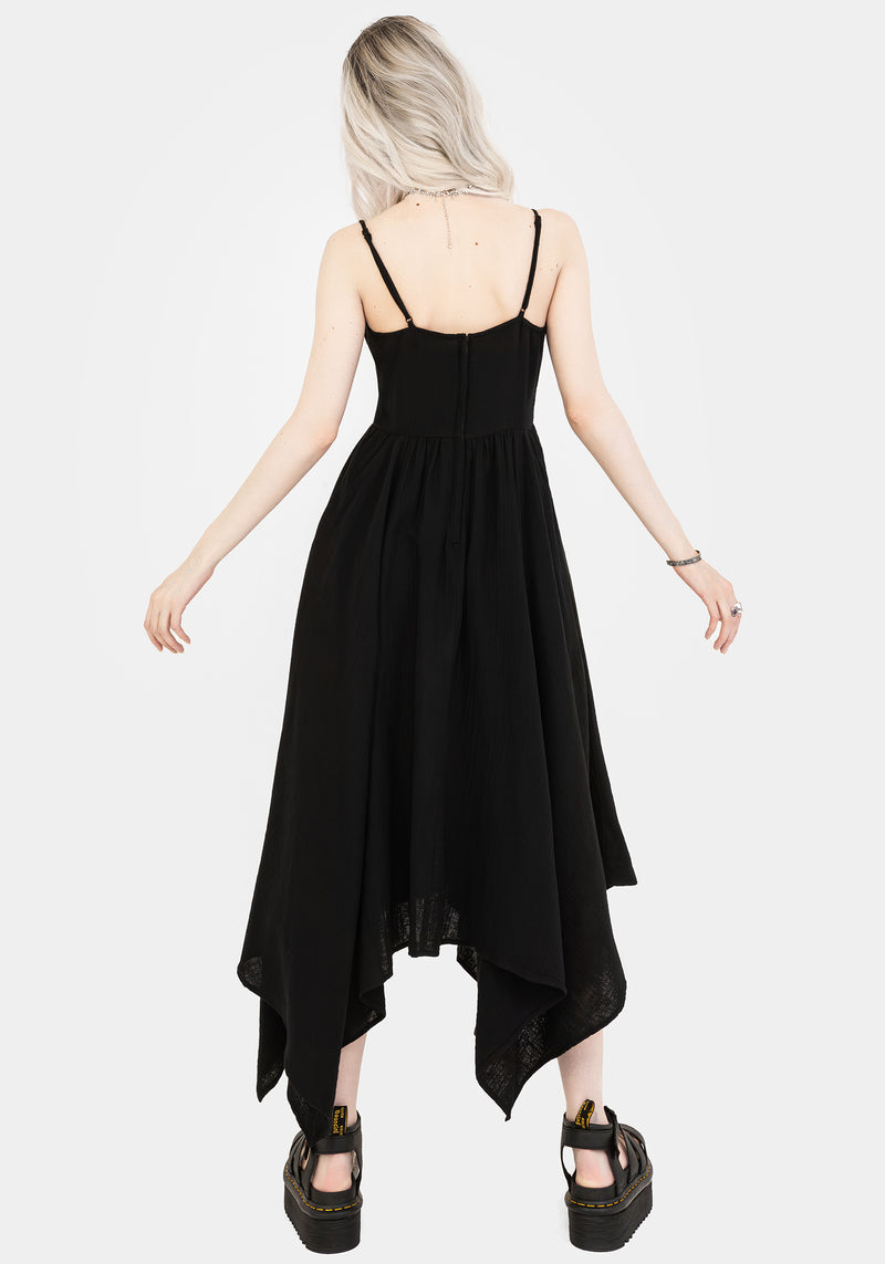 Damara Bestickt Baumwolle Hanky Saum Midaxi Kleid