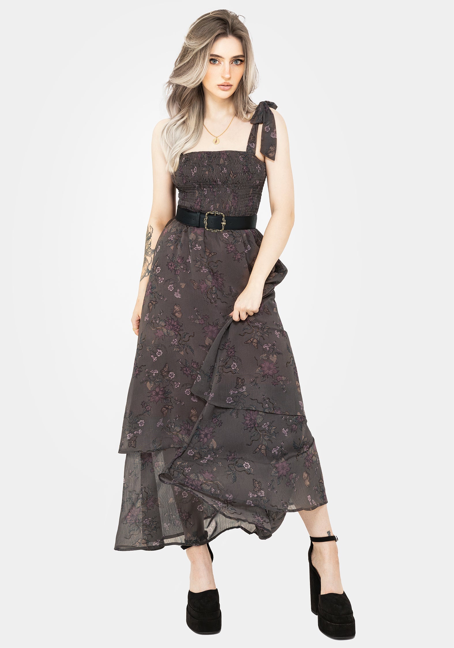 Arnora Cami Gestuft Gerafft Mieder Maxi Kleid