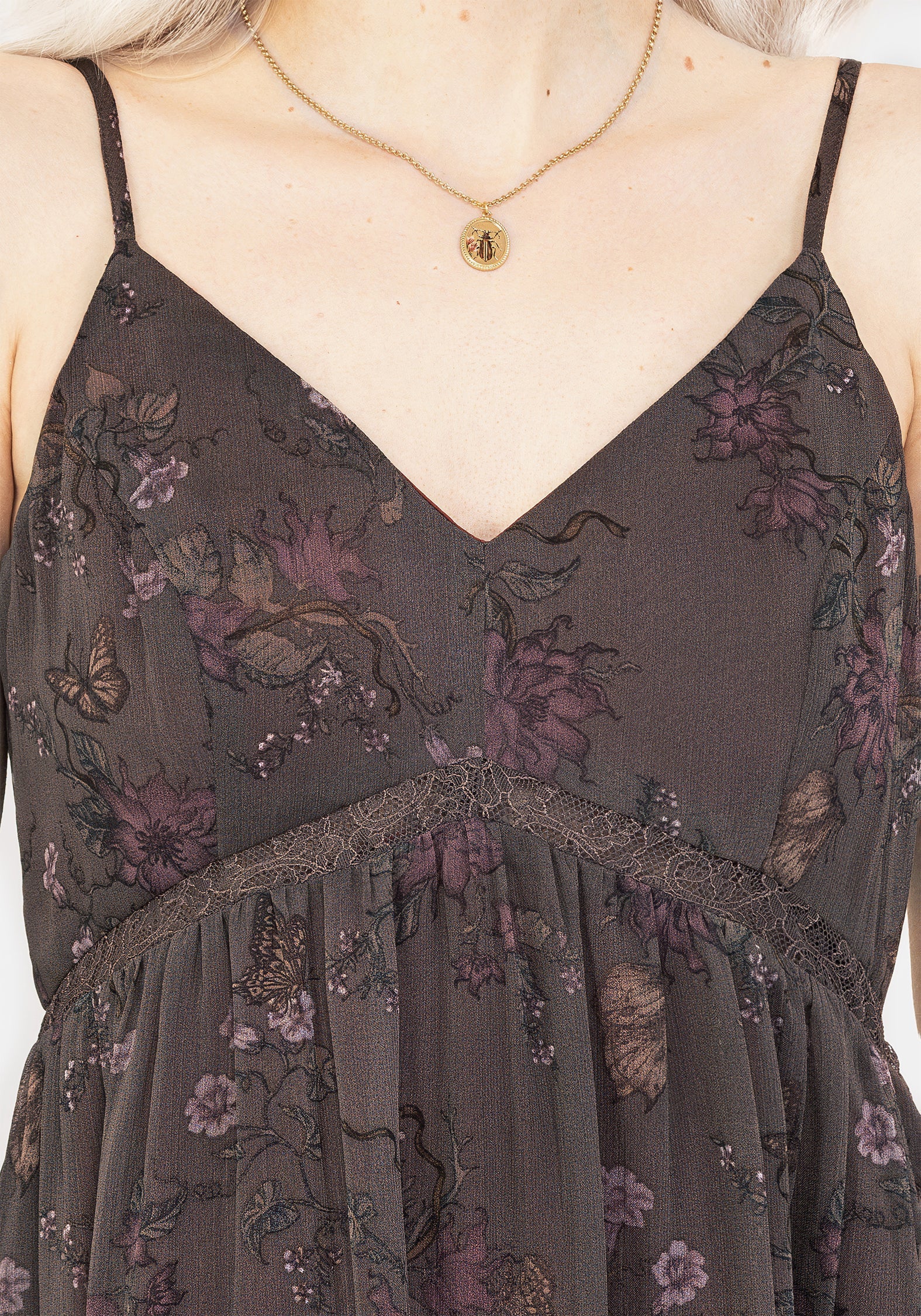 Arnora Chiffon Spitze Insert Cami Midaxi Kleid