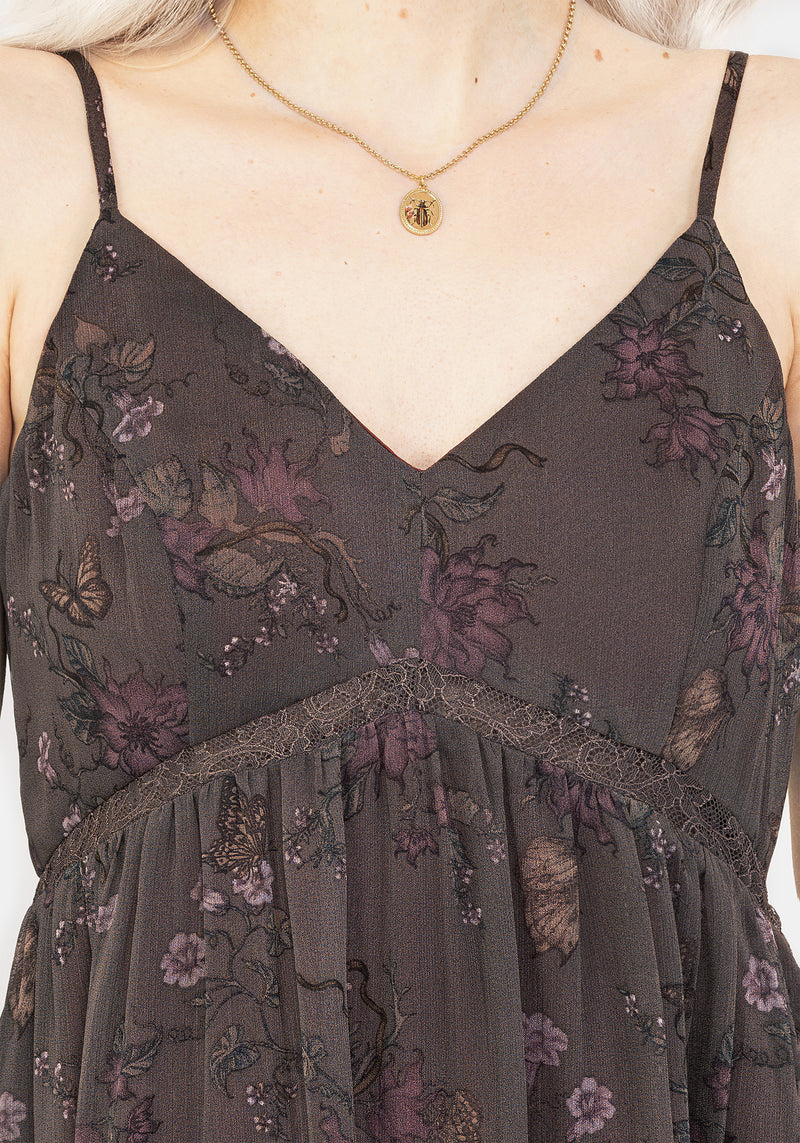 Arnora Chiffon Spitze Insert Cami Midaxi Kleid