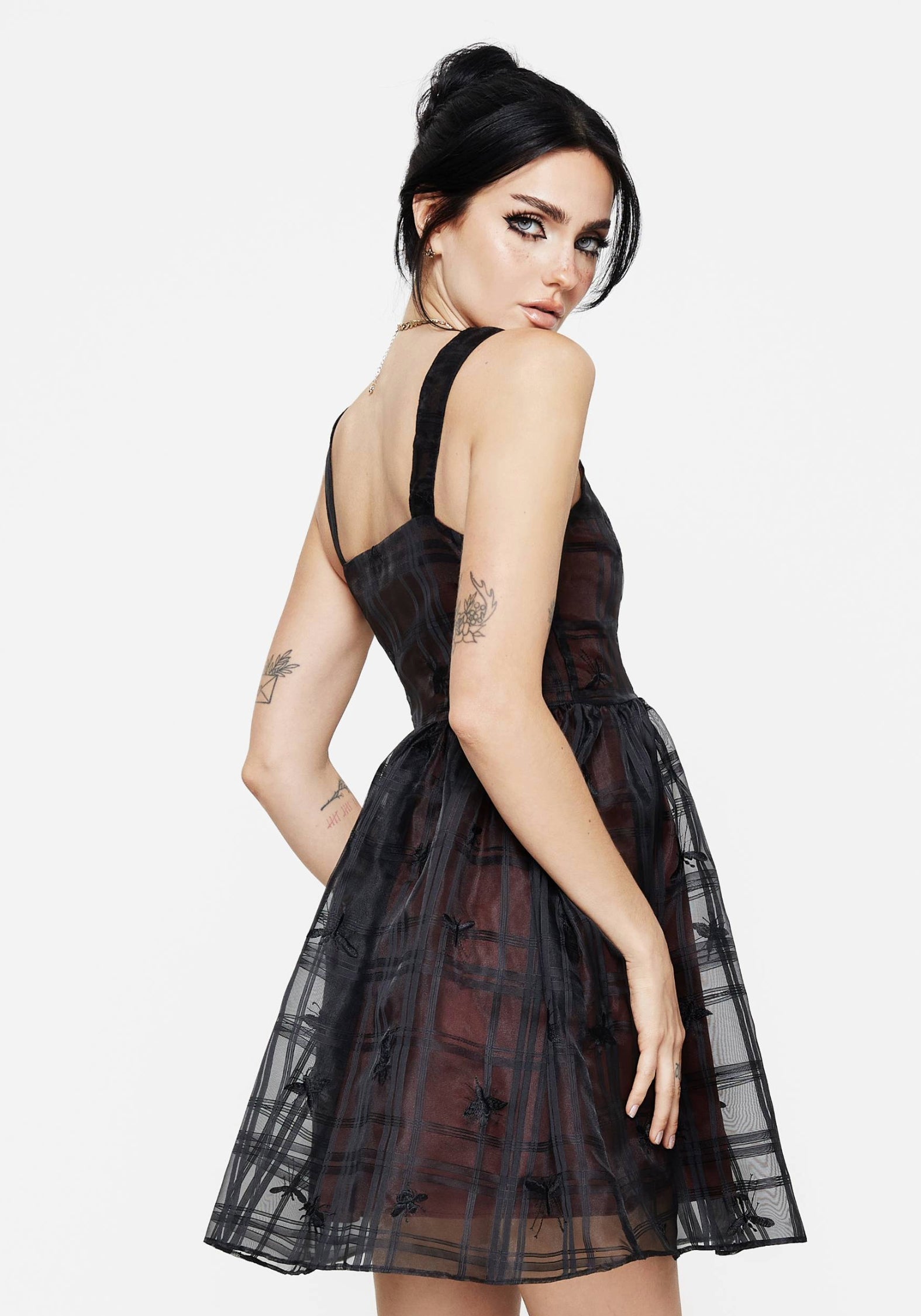 Sedona Organza Prüfen Bestickt Mini Kleid
