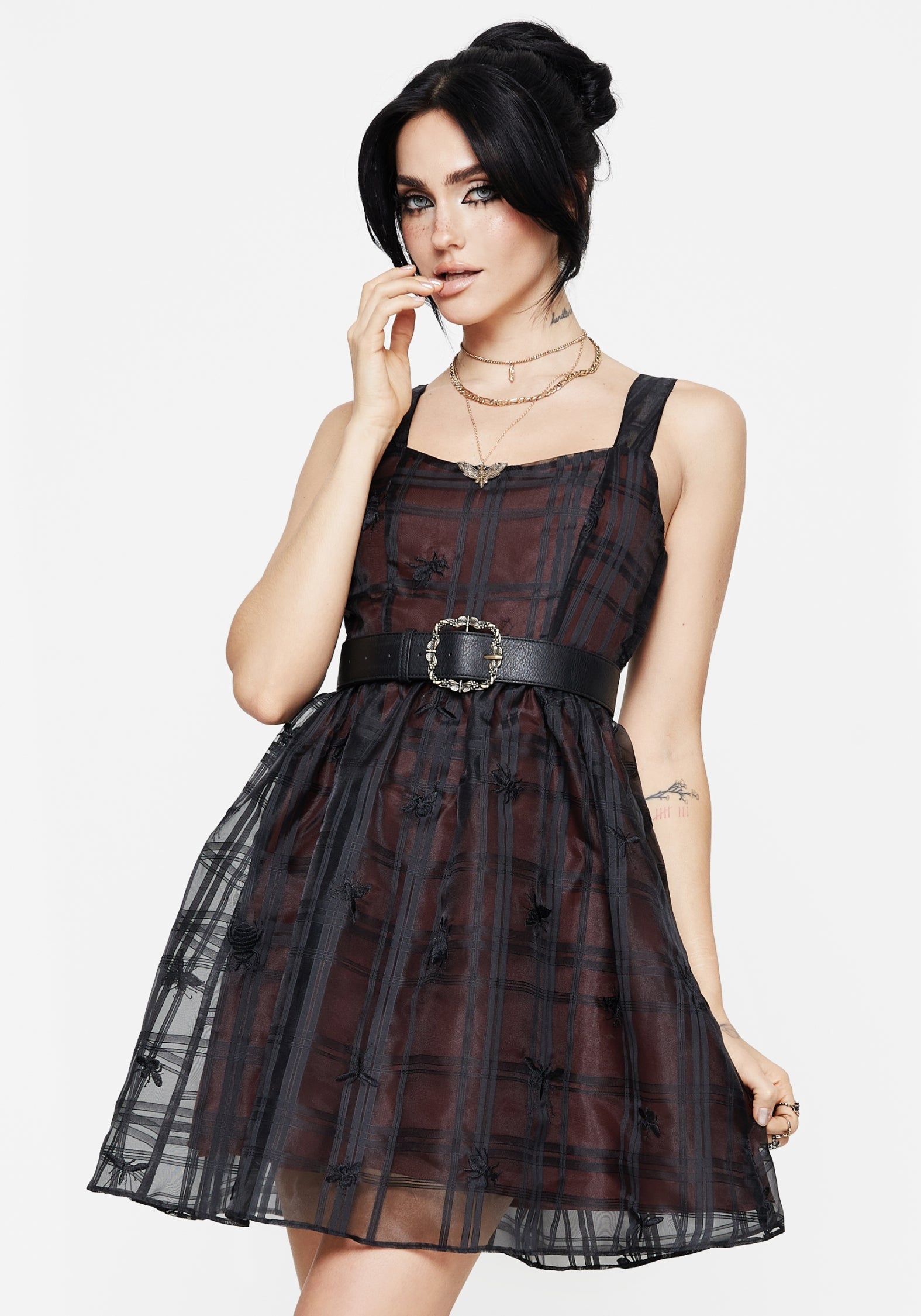 Sedona Organza Prüfen Bestickt Mini Kleid
