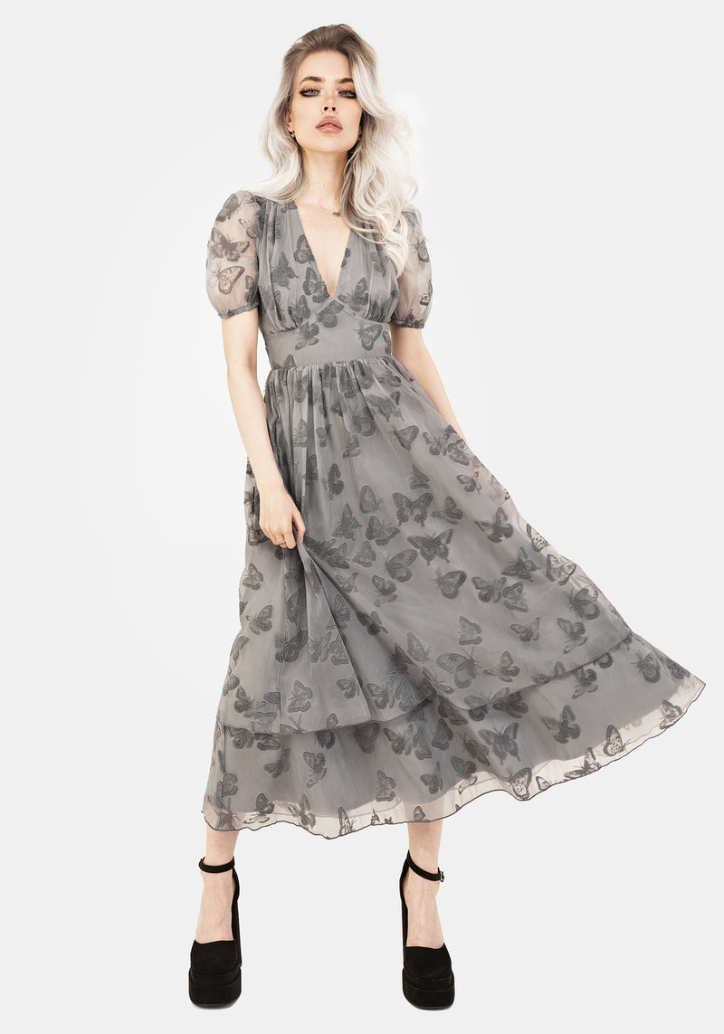 sachin and babi light blue dress JACQUES VERT DELPHINIUM RANGE ROYAL BLUE CHIFFON DRESS IVORY BUTTERFLY PRINT  ROYAL BLUE PEPLUM JACKET SHORT SLEEVES main image 1