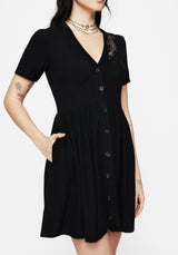 Foxglove V Hals Mini Kleid
