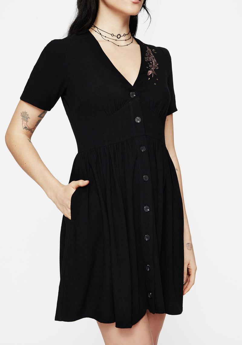 Foxglove V Hals Mini Kleid