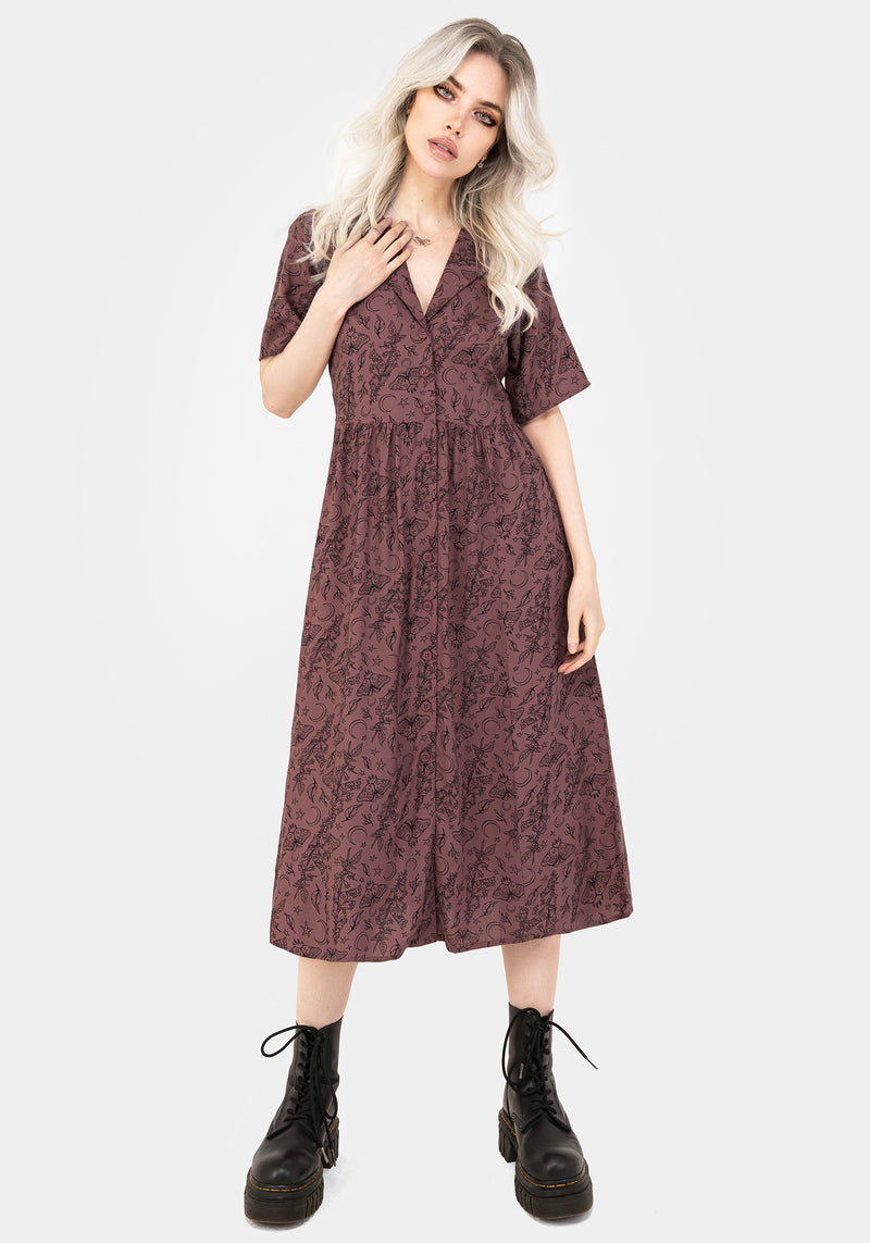 Roxana Motte Foxglove Knopf Runter Midi Hemd Kleid