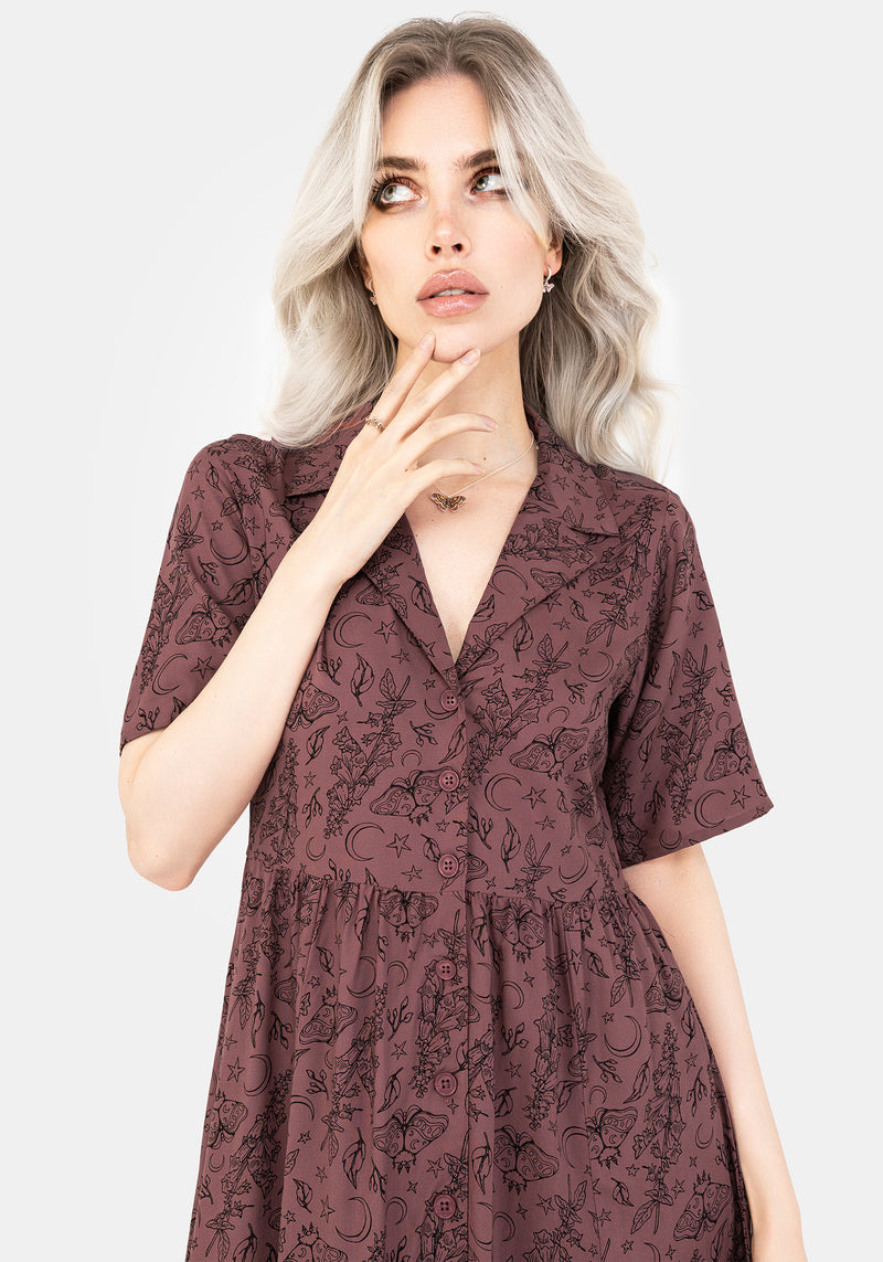 Roxana Motte Foxglove Knopf Runter Midi Hemd Kleid