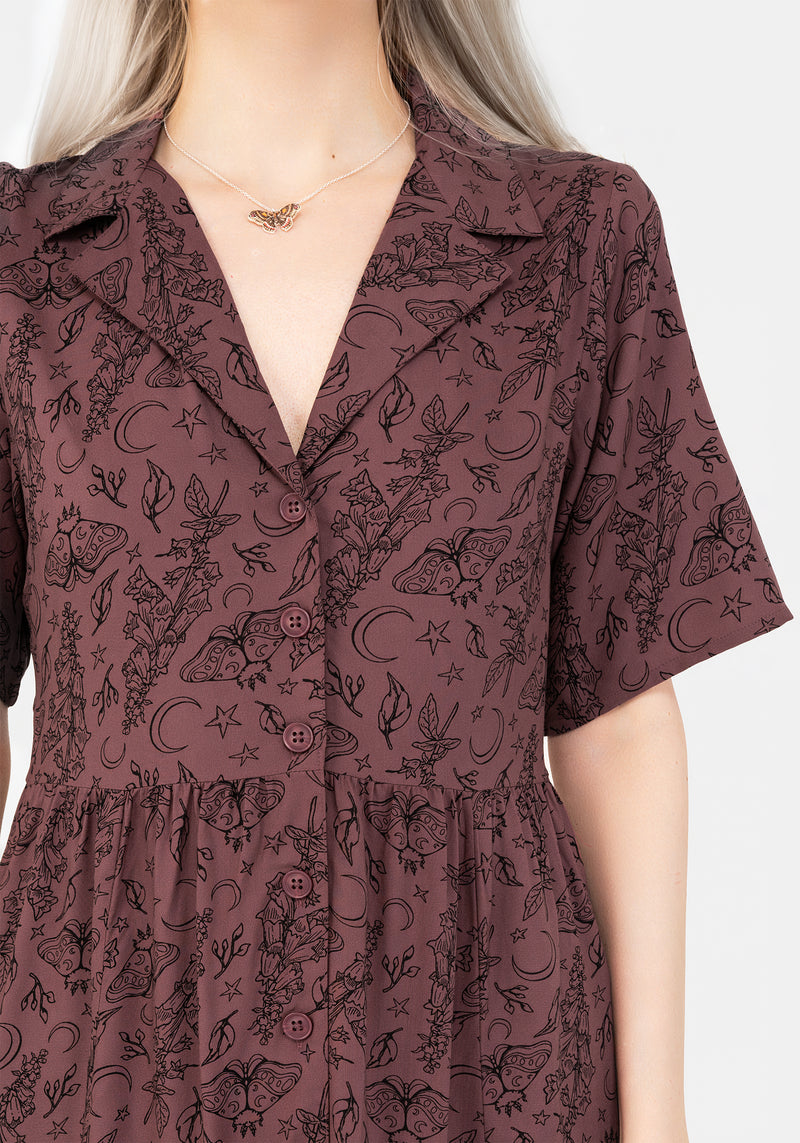 Roxana Motte Foxglove Knopf Runter Midi Hemd Kleid