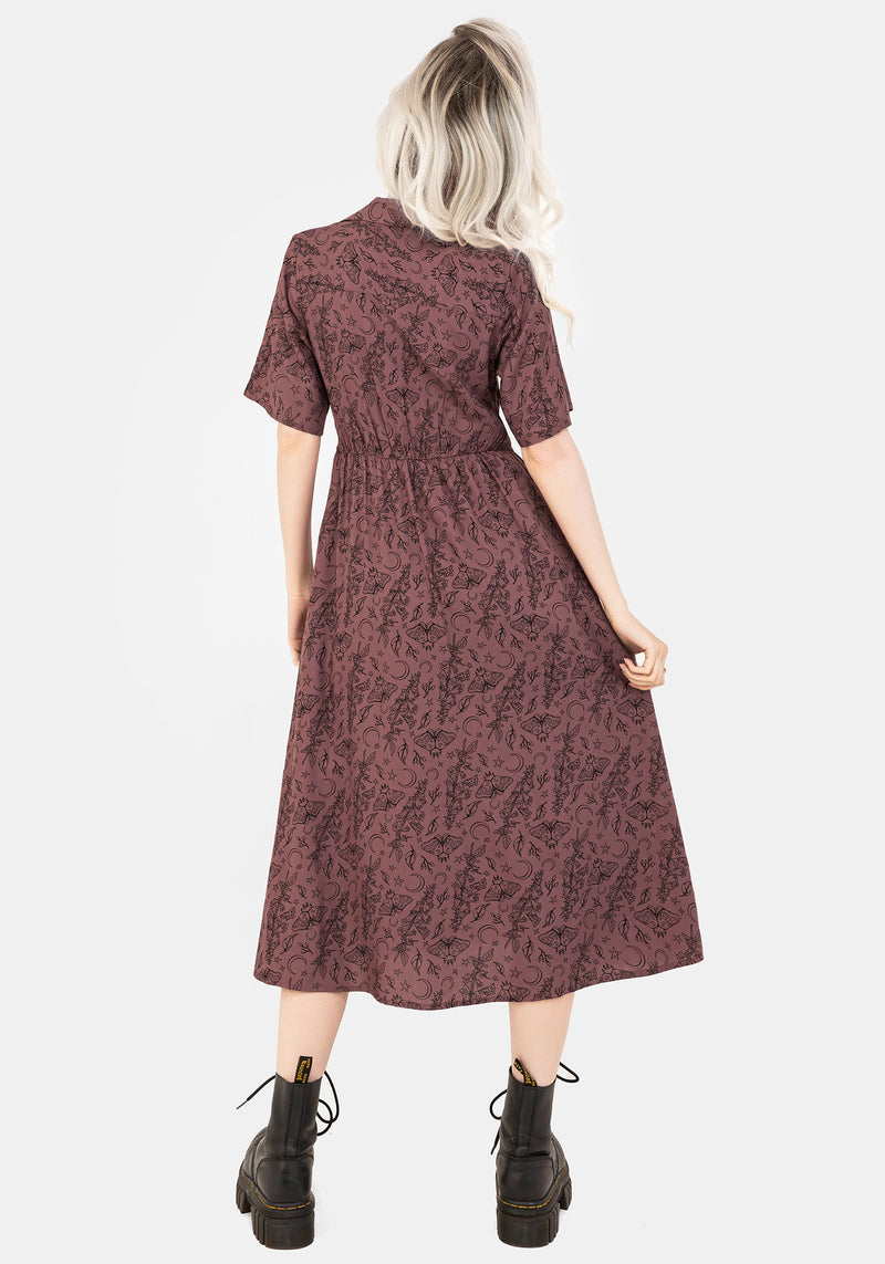 Roxana Motte Foxglove Knopf Runter Midi Hemd Kleid