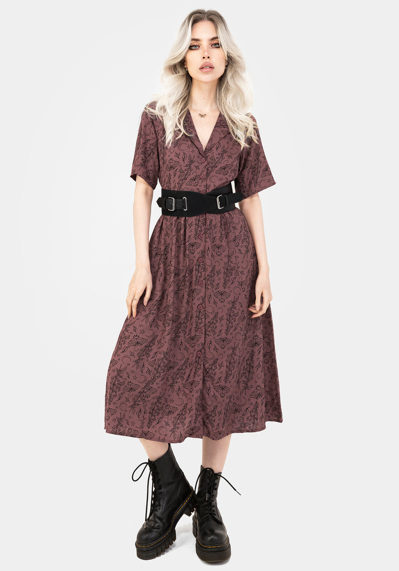 Roxana Motte Foxglove Knopf Runter Midi Hemd Kleid