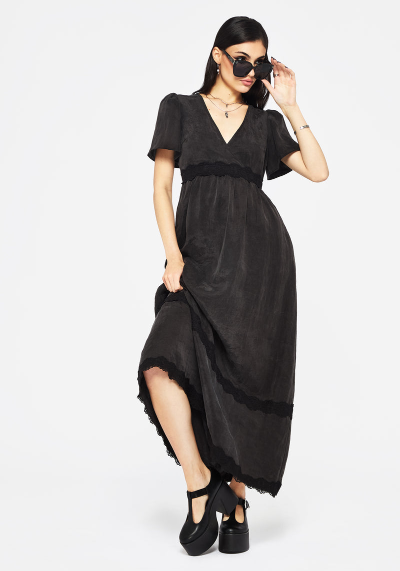 Maeve Lyocell Mischung Spitze Detail Maxi Kleid