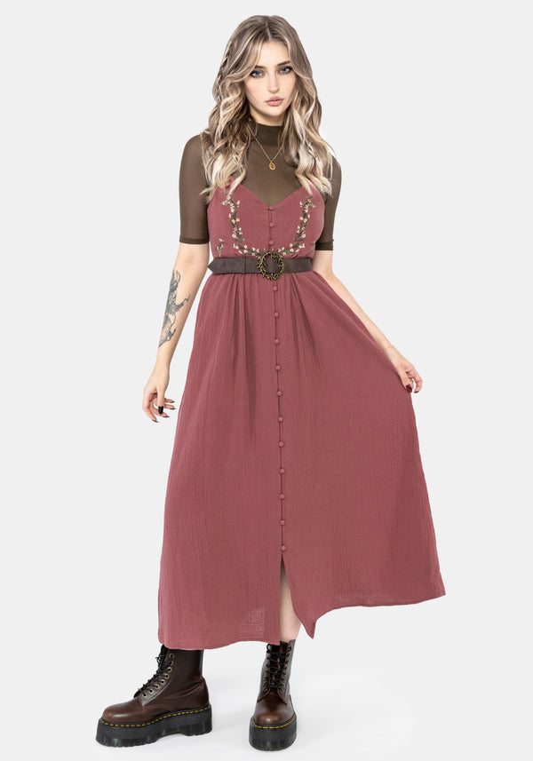 Abundance Baumwolle Blumenmuster Bestickt Mieder Cami Midaxi Kleid