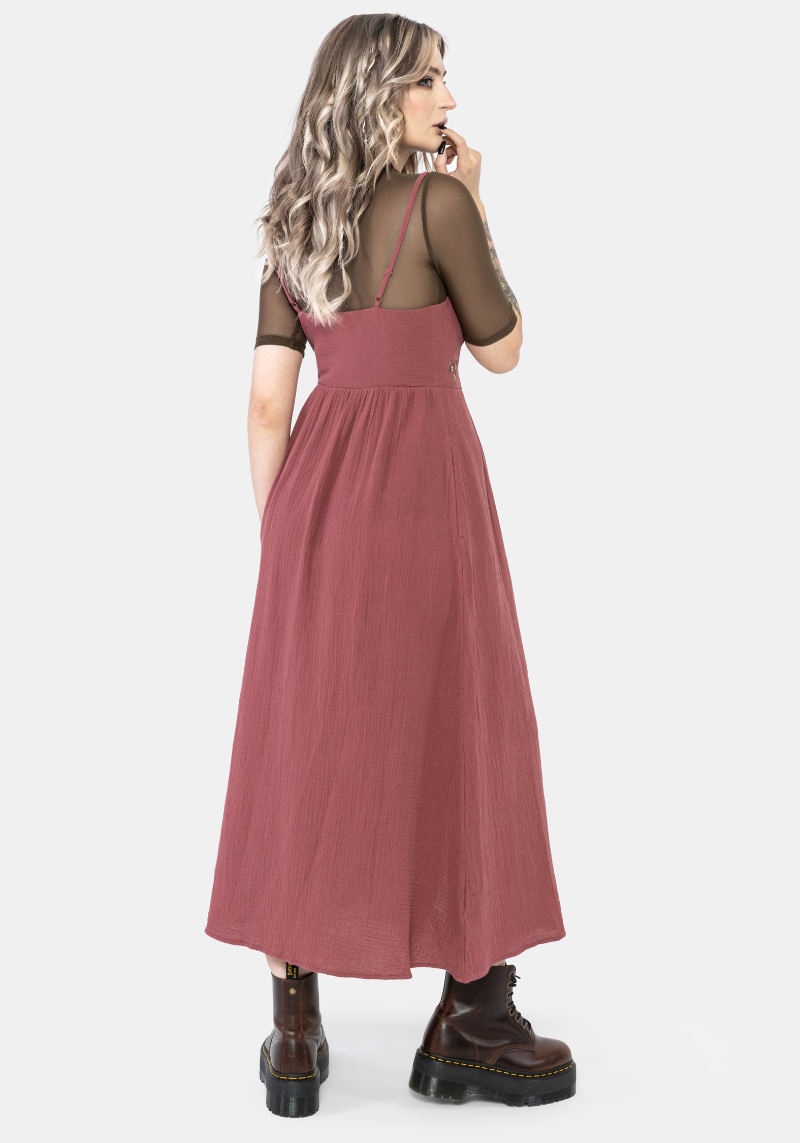 Abundance Baumwolle Blumenmuster Bestickt Mieder Cami Midaxi Kleid