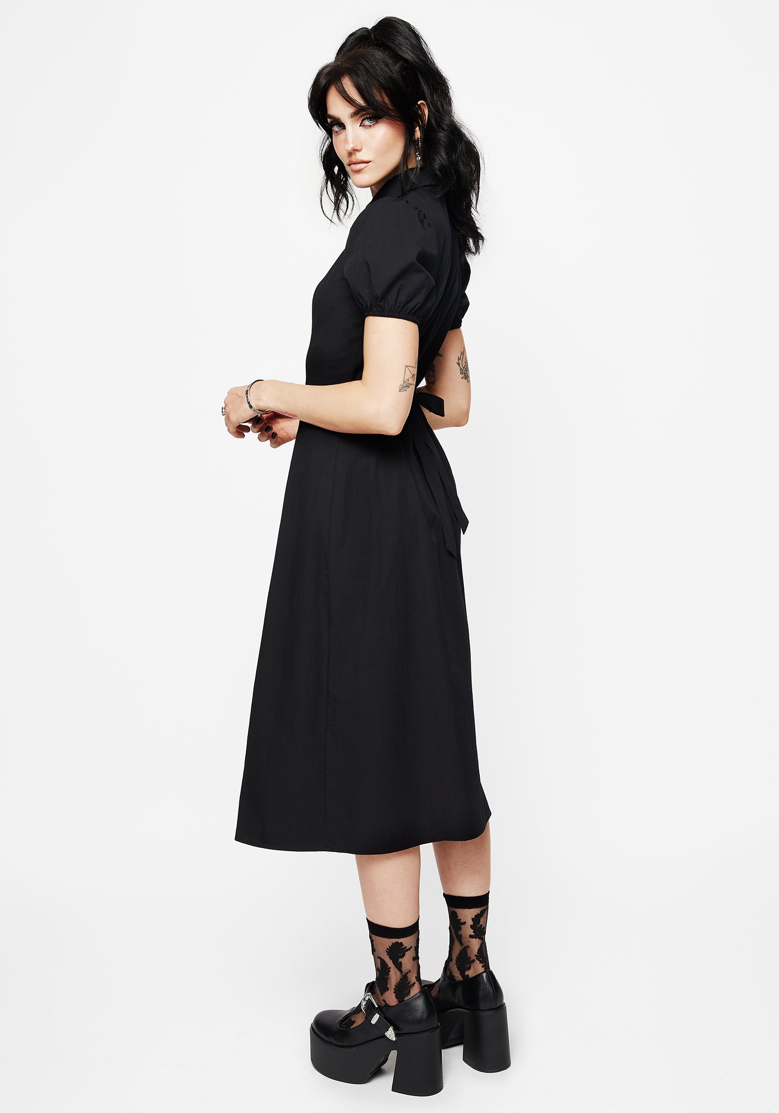 Despair Baumwolle Thistle Bestickt Knopf Hoch Midaxi Kleid