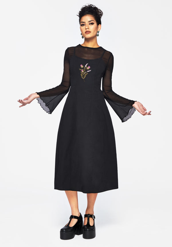 Despair Baumwolle Thistle Bestickt Cami Krawatte Back Midi Kleid