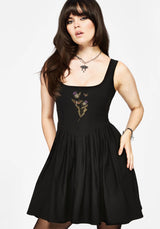 Despair Thistle Bestickt Korsett Mieder Plissiert Mini Kleid