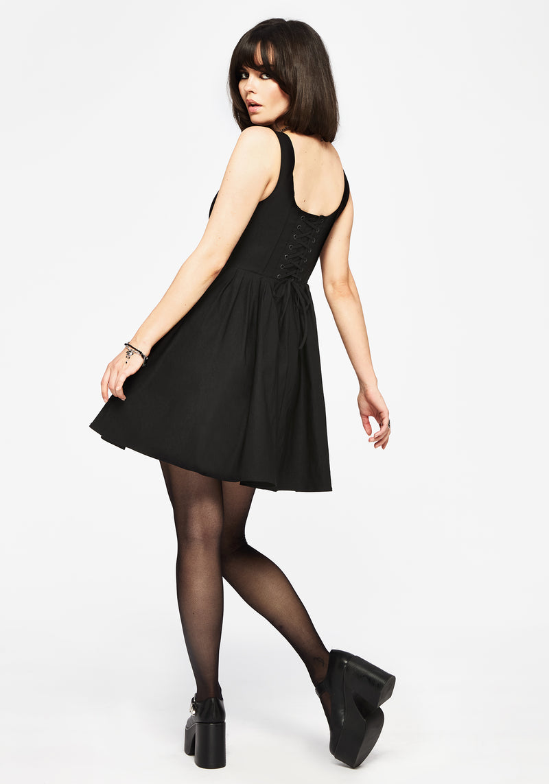Despair Thistle Bestickt Korsett Mieder Plissiert Mini Kleid
