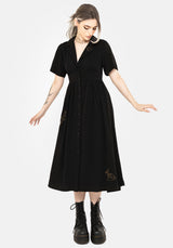 Hester Bestickt Knopf Hoch Midi Hemd Kleid