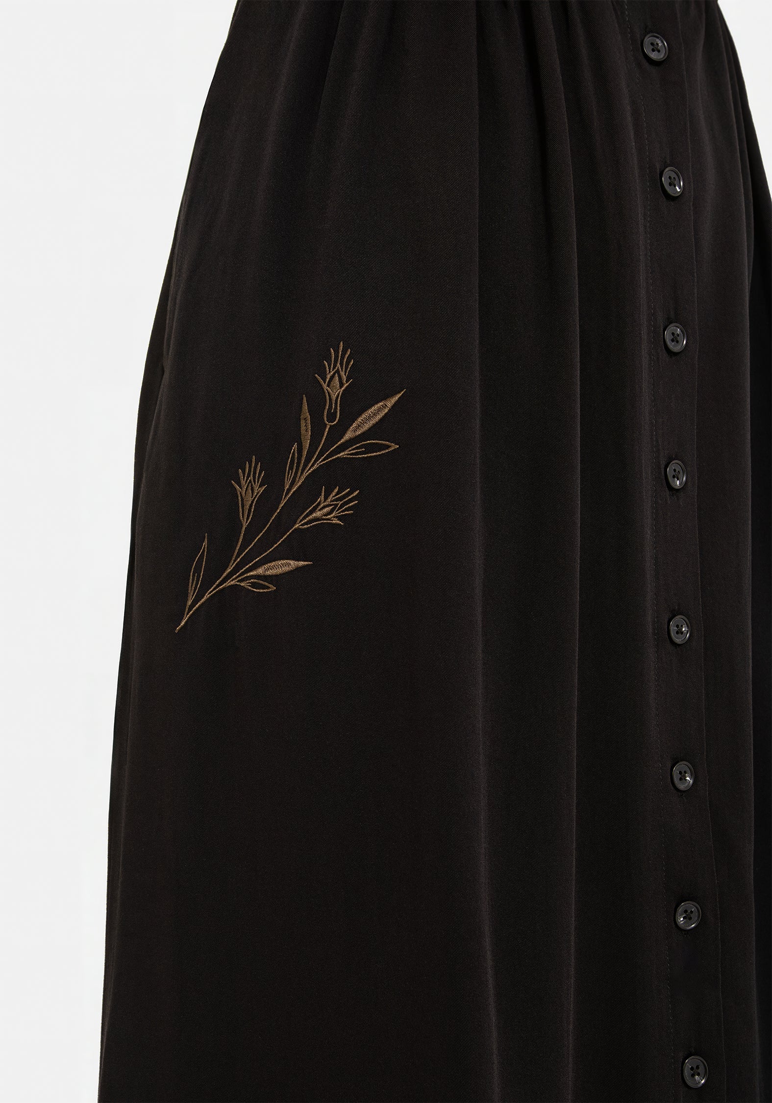Hester Bestickt Knopf Hoch Midi Hemd Kleid