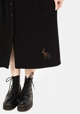 Hester Bestickt Knopf Hoch Midi Hemd Kleid