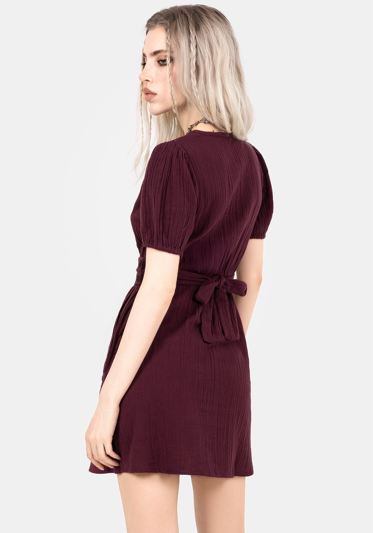 Poultice Bestickt Baumwolle Mini Kleid