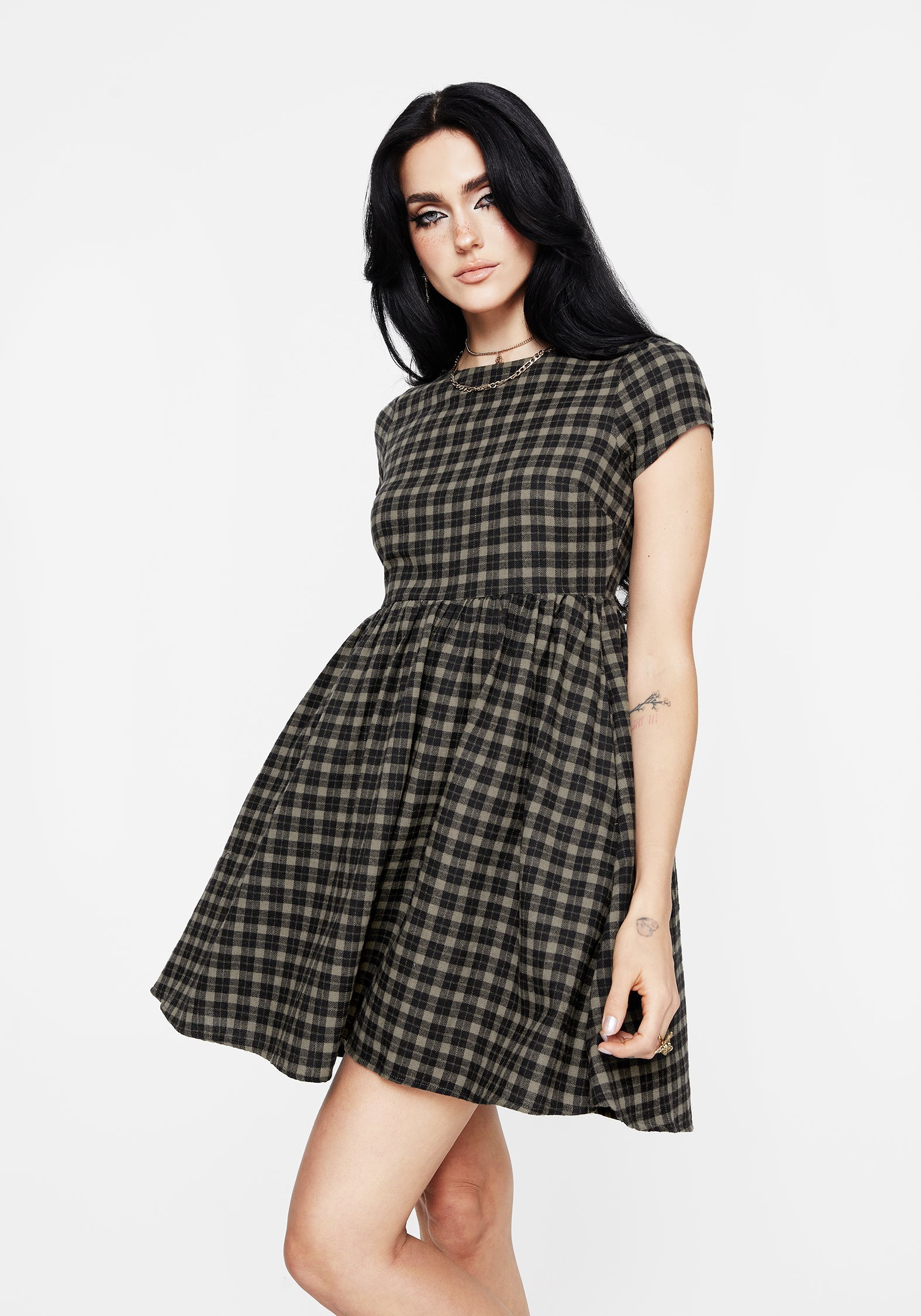 Terra Mini Rüsche Kleid - Olive