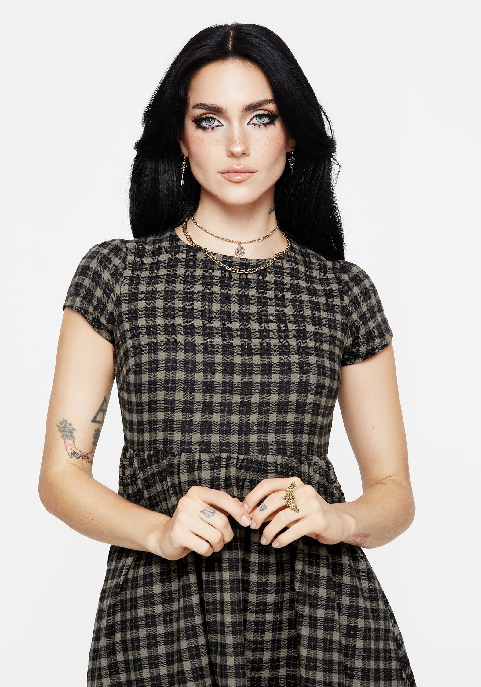 Terra Mini Rüsche Kleid - Olive