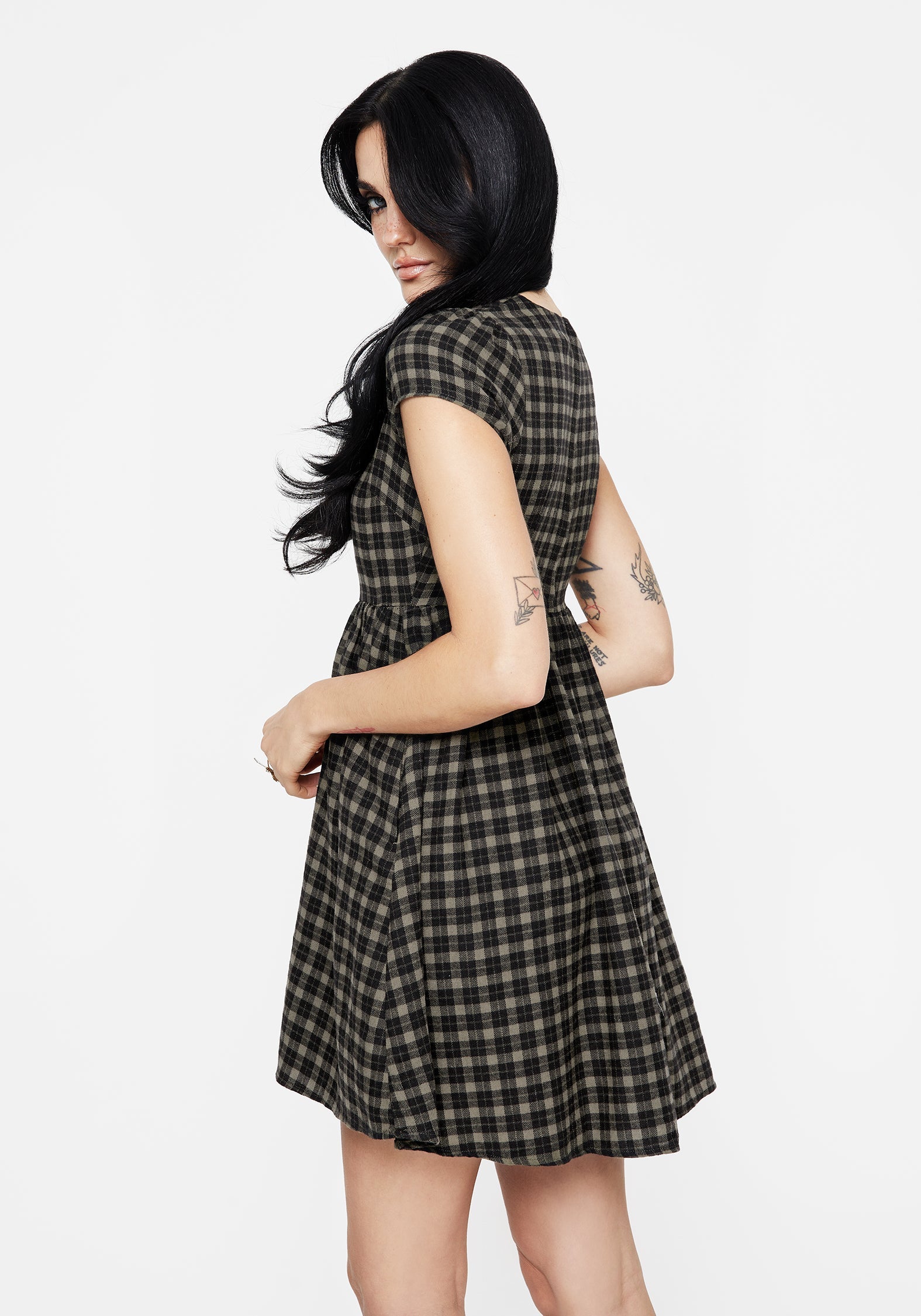 Terra Mini Rüsche Kleid - Olive