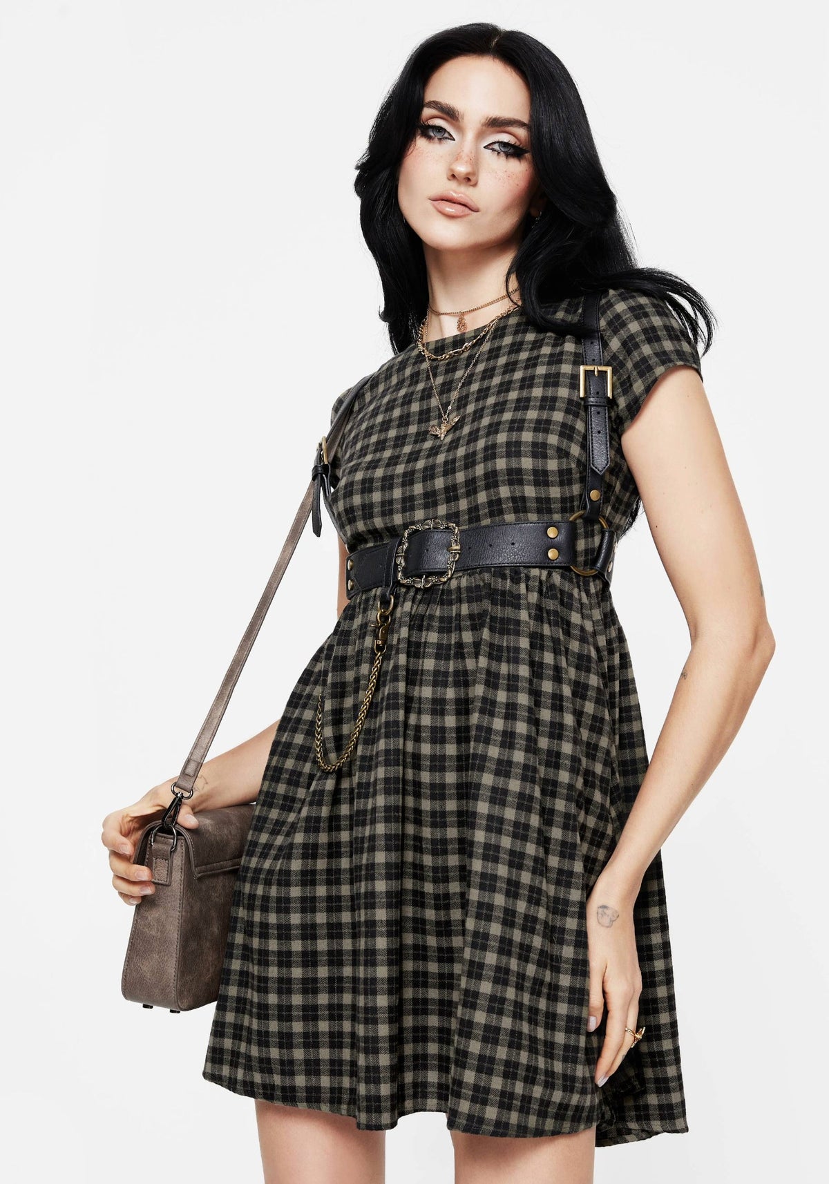 Terra Mini Rüsche Kleid - Olive