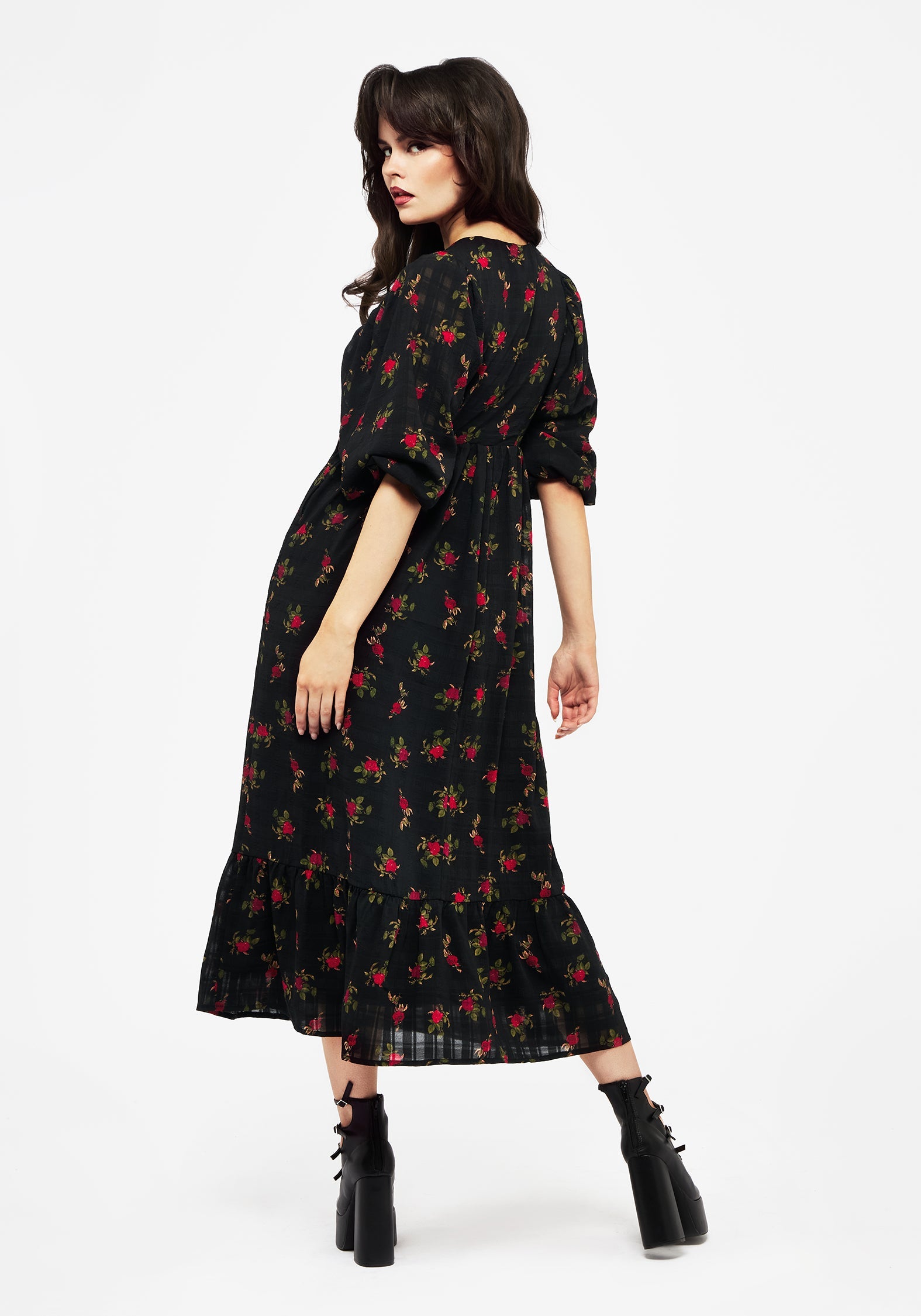 Darcey Blumenmuster Druck Chiffon Midaxi-Kleid Kleid