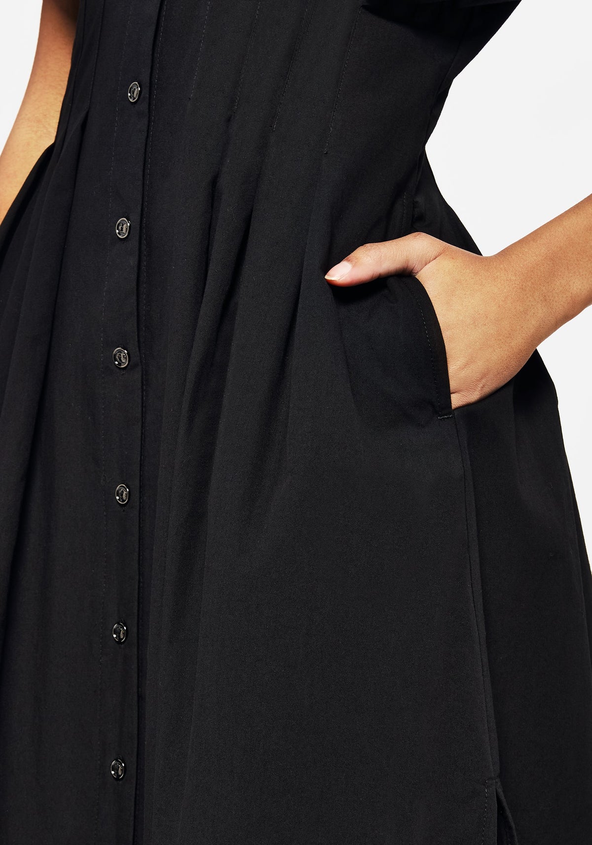 Finis Baumwolle Knopf Hoch Midi Hemd Kleid