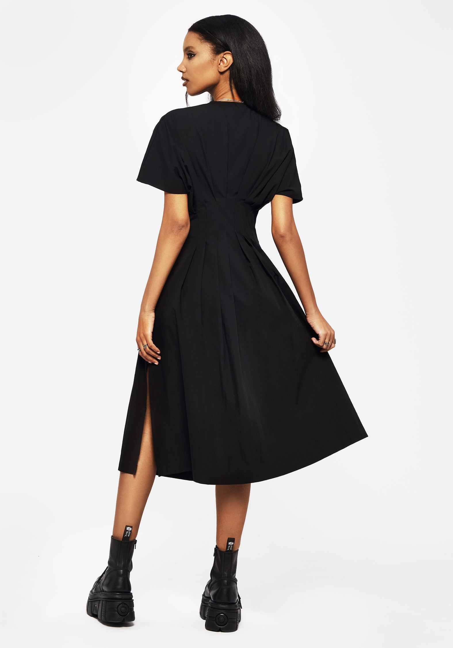 Finis Baumwolle Knopf Hoch Midi Hemd Kleid