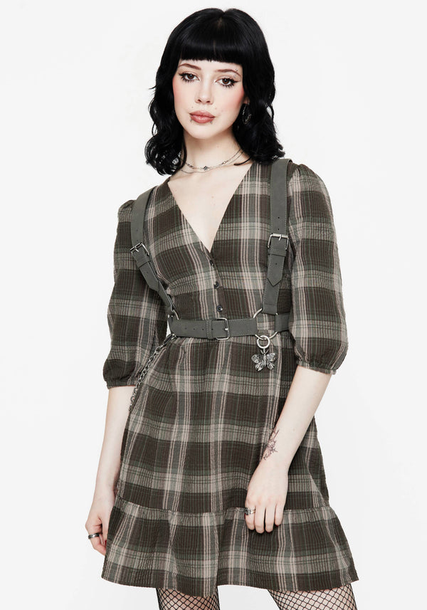 Clara Baumwolle Prüfen Gestuft Mini Rüsche Kleid