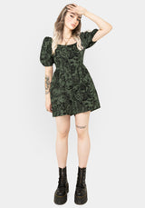 Bashe Cotton Puff Sleeve Playsuit - Green