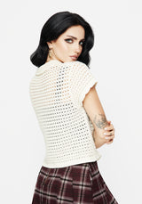Drifter Pointelle Gestrickt Knopf Hoch Top