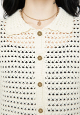 Drifter Pointelle Gestrickt Knopf Hoch Top