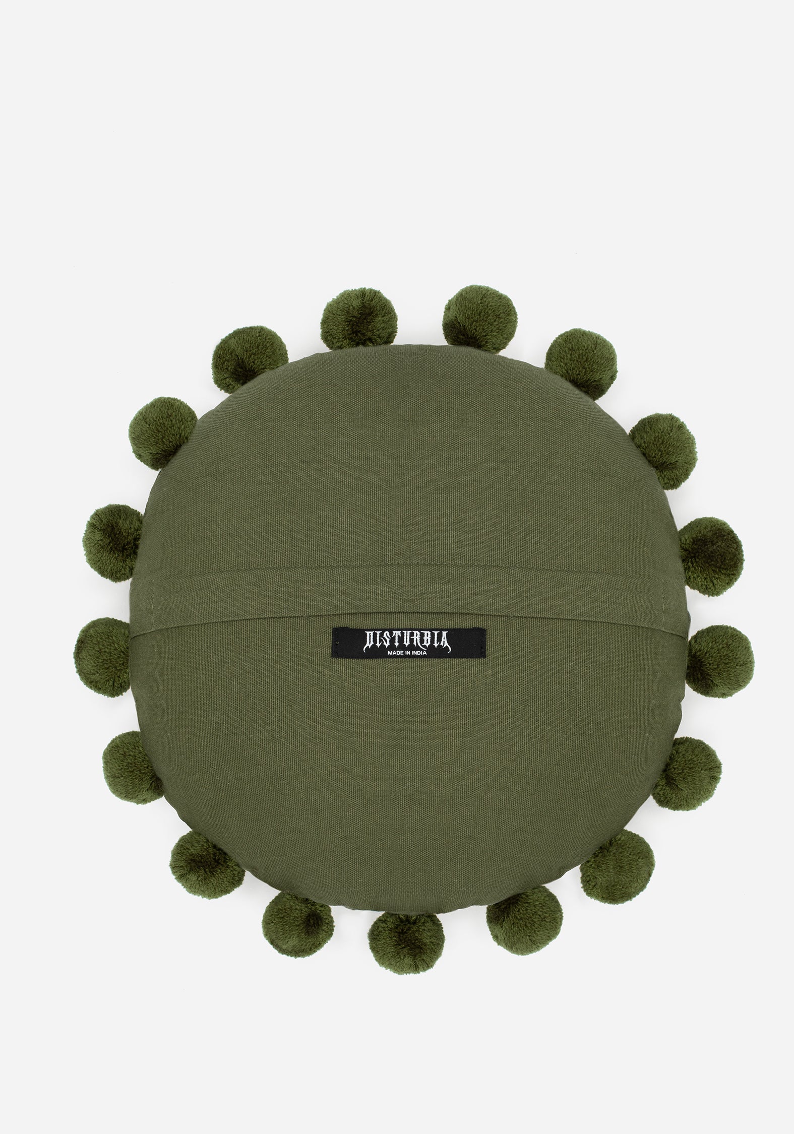 Foliate Bestickt Pom-Pom Round Kissen