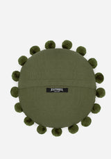 Foliate Bestickt Pom-Pom Round Kissen