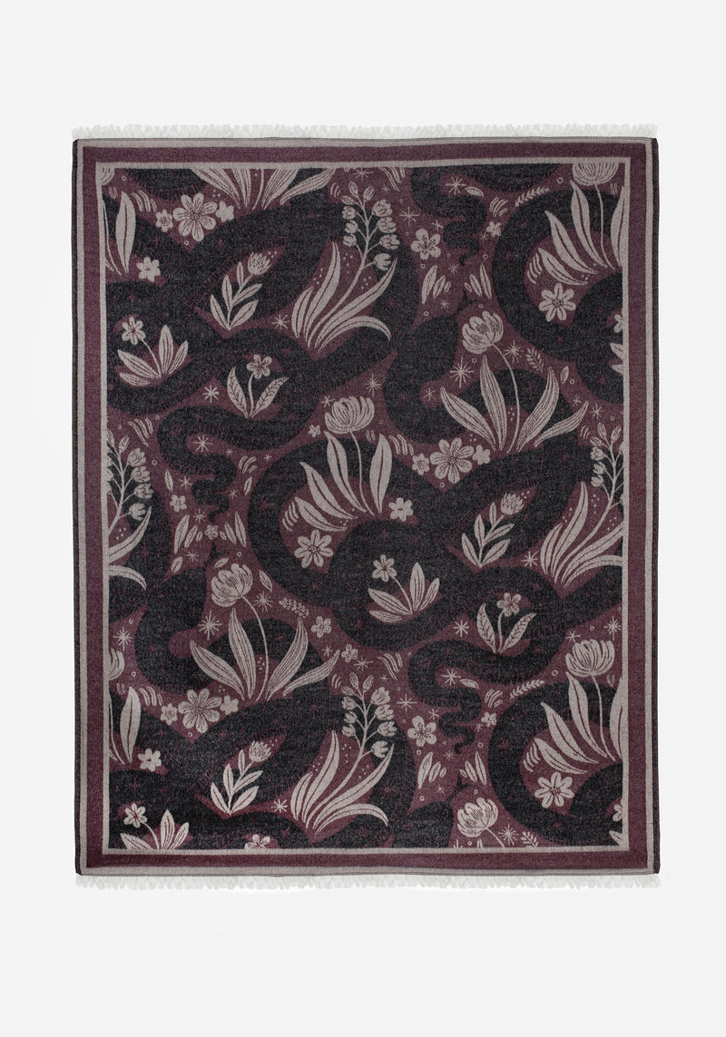 Deception Blumenmuster Schlange Gewebt Decke - Lila
