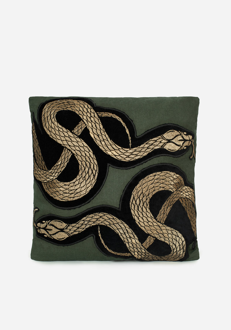 Zarina Schlange Bestickt Velours Throw Kissen