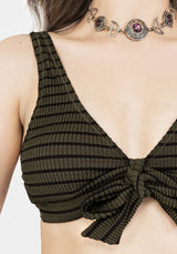Mire Streifen Krawatte Detail Bikini Top