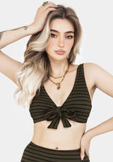 Mire Streifen Krawatte Detail Bikini Top