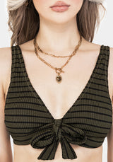 Mire Streifen Krawatte Detail Bikini Top