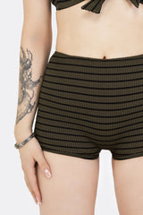 Mire Streifen Hoch Taille Schwimmen Shorts