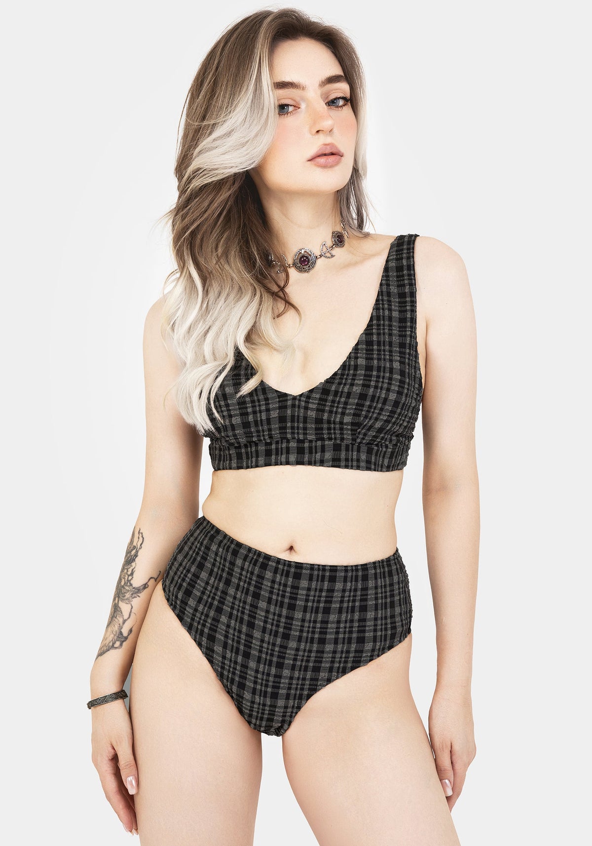 Slate Strukturiert Prüfen Bikini Top