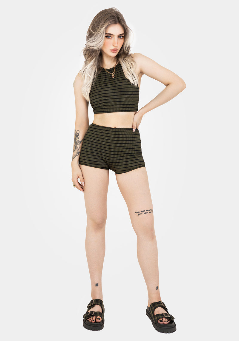Mire Streifen Rückenausschnitt Bikini Top