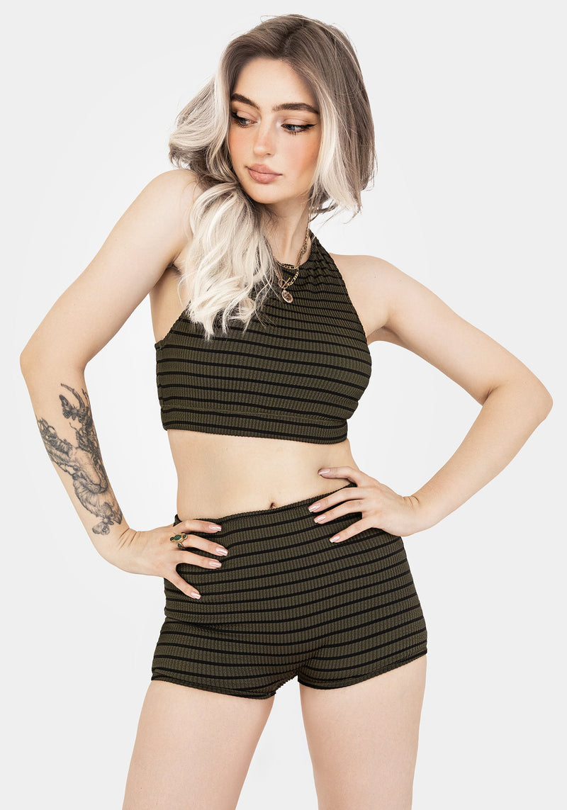Mire Streifen Hoch Taille Schwimmen Shorts